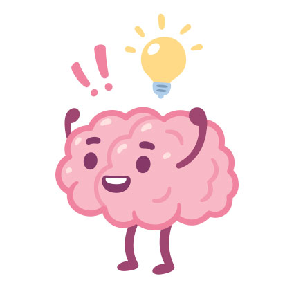 Skizzenhafte Dartsellung eines Gehirns in rosa