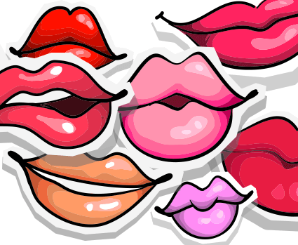 Collage aus Lippen im Comic-Stil