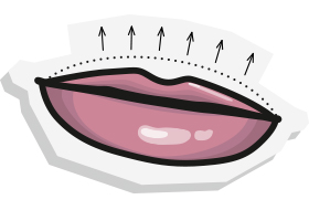 Grafik einer Lippe mit schmaler Oberlippe im Comic-Stil