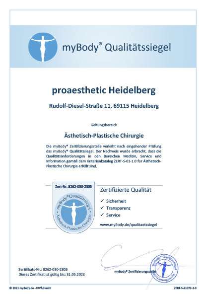 Zertifikatsurkunde proaesthetic Heidelberg 2021