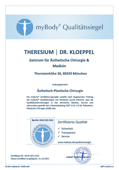 Zertifikatsurkunde THERESIUM │ DR. KLOEPPEL  2021