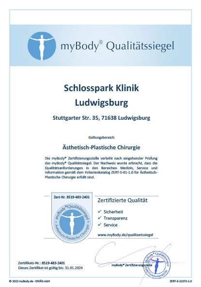 Zertifikatsurkunde Schlosspark Klinik Ludwigsburg