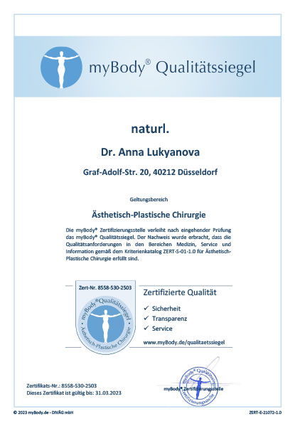 Zertifikatsurkunde naturl. by Dr. Anna Lukyanova 2023