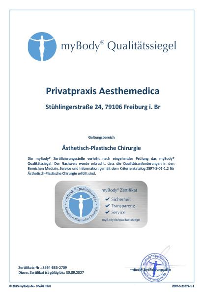 Zertifikatsurkunde Aesthemedica 2025