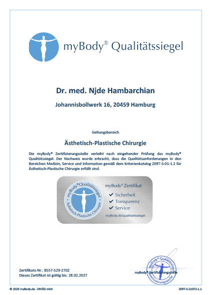 Zertifikatsurkunde Dr. med. Njde Hambarchian 2025