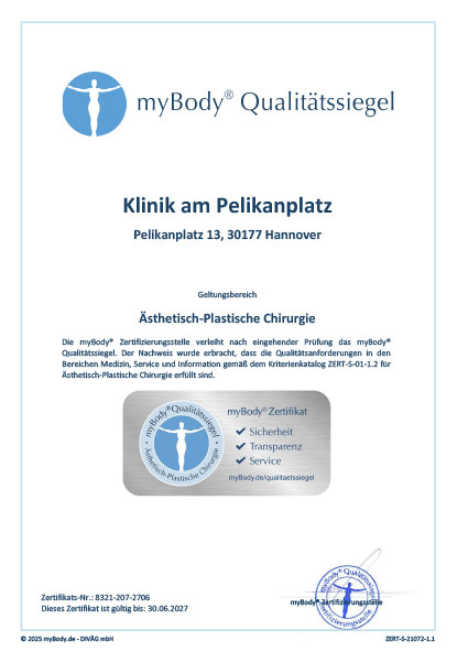 Zertifikatsurkunde Klinik am Pelikanplatz GmbH 2025