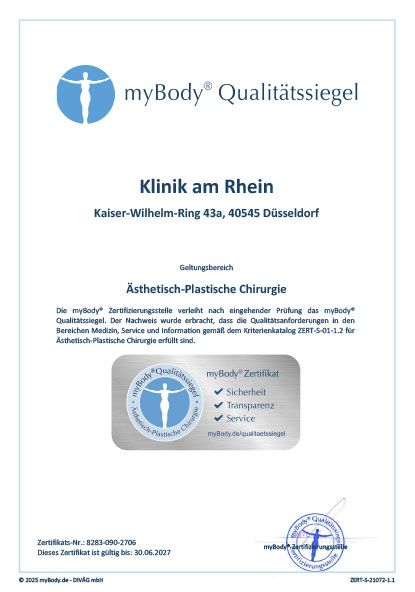 Zertifikatsurkunde Klinik am Rhein 2025