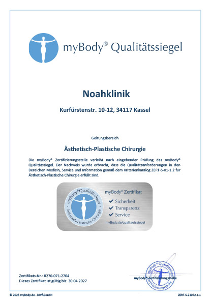 Zertifikatsurkunde Noahklinik 2025