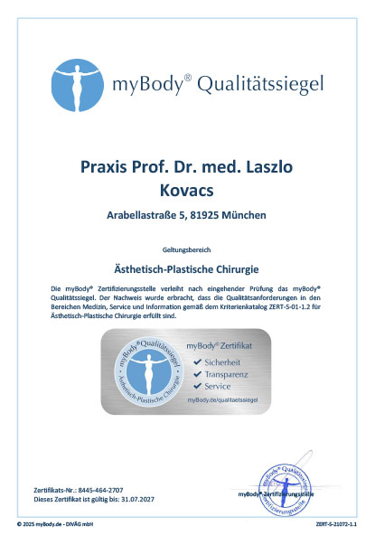Zertifikatsurkunde Praxis Prof. Dr. med. Laszlo Kovacs 2025