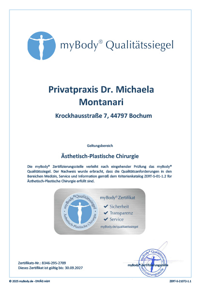 Zertifikatsurkunde Dr. Michaela Montanari 2025