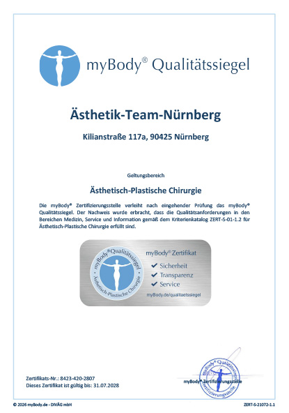 Zertifikatsurkunde Ästhetik Team Nürnberg 2026