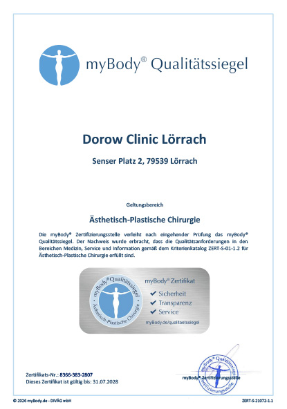 Zertifikatsurkunde Dorow Clinic Lörrach 2026
