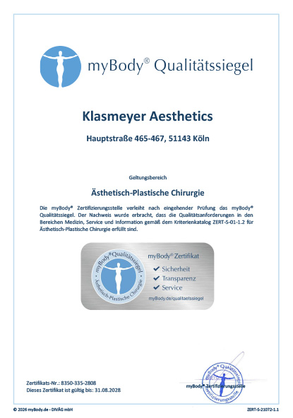 Zertifikatsurkunde Klasmeyer Aesthetics 2026