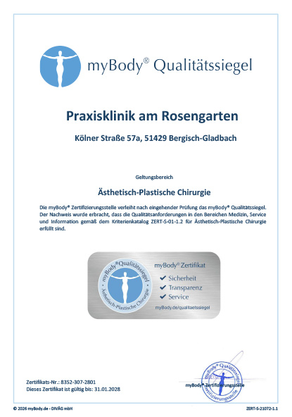 Zertifikatsurkunde Praxisklinik am Rosengarten 2026