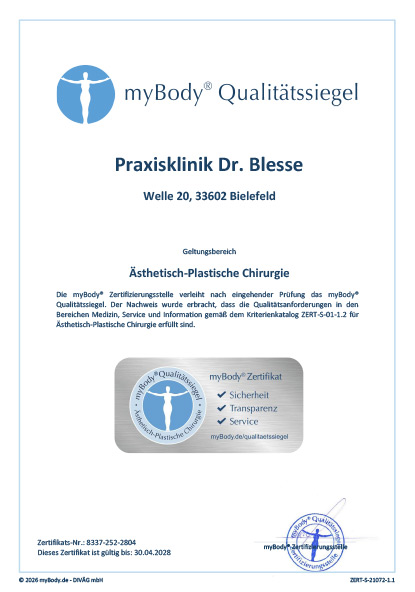 Zertifikatsurkunde Praxisklinik Dr. Blesse 2026