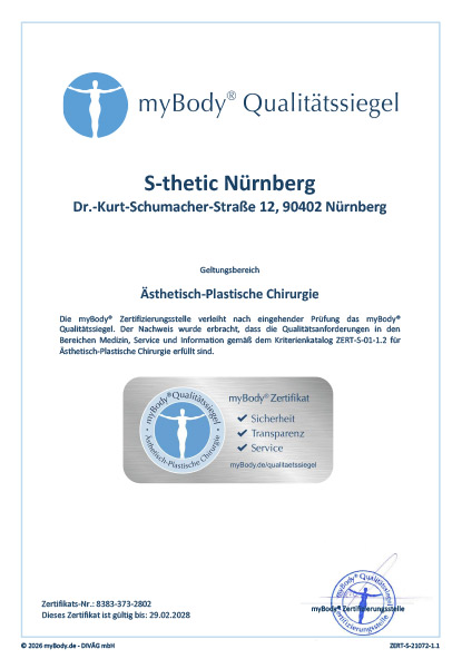 Zertifikatsurkunde S-thetic Nürnberg 2026