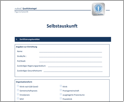 Selbstauskunft: myBody® Qualitätssiegel Figur & Gewicht