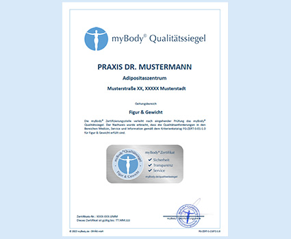 Siegelvergabe: myBody® Qualitätssiegel Figur & Gewicht